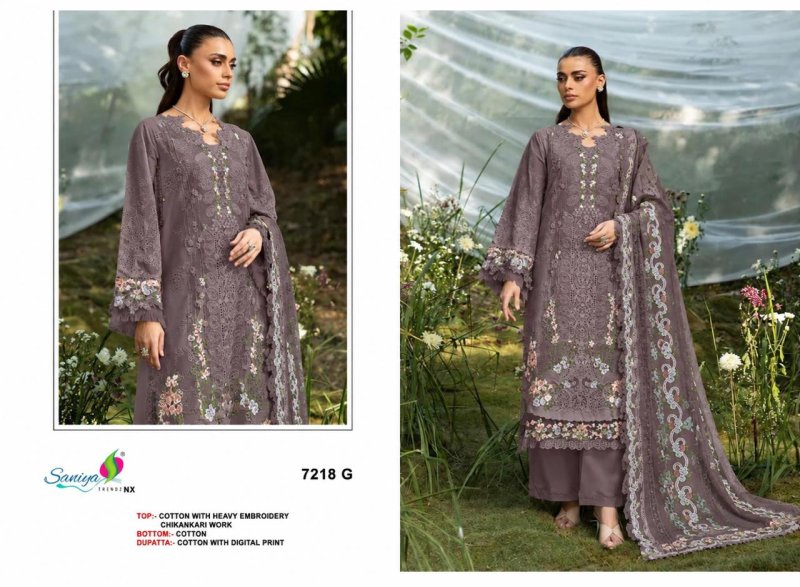 7218 E To H By Saniya Cotton Chikankari Pakistani Salwar Suits 